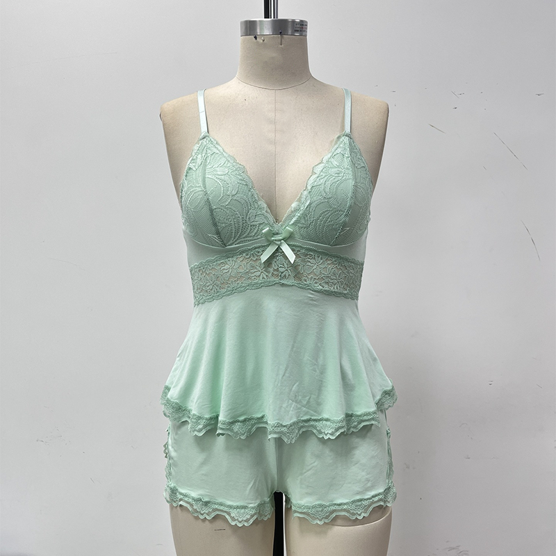 🎉🎉This week's Special Sales - 50% OFF💕Lace Trimmed V-Neck Camisole & Shorts Sleepwear Set