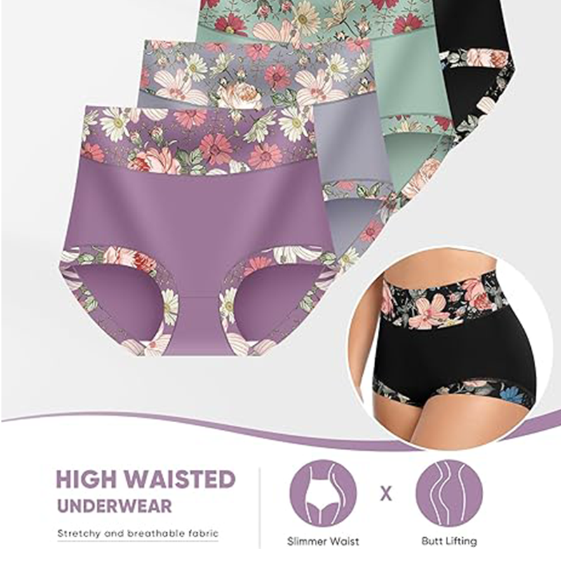 🌸Summer Flower Words🌸Women's High Waisted Floral Printed Panty Set