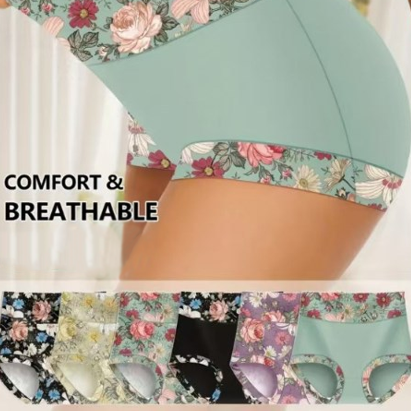 🌸Summer Flower Words🌸Women's High Waisted Floral Printed Panty Set