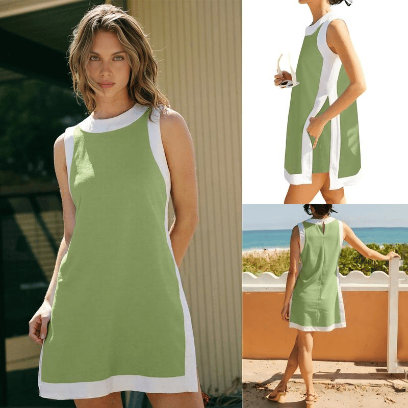 ⏰Limited Special Sale-50% OFF💕Women's Casual Color Block Sleeveless Tops Matching Shorts with Pockets