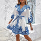 🔥2025 Hot Sales🔥Women's V-neck printed dress with tie belt