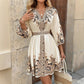 🔥2025 Hot Sales🔥Women's V-neck printed dress with tie belt