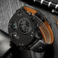 Men's Dual Time Zone Analog Watch with Compass