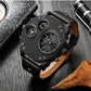 Men's Dual Time Zone Analog Watch with Compass