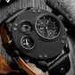 Men's Dual Time Zone Analog Watch with Compass
