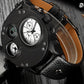 Men's Dual Time Zone Analog Watch with Compass