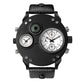 Men's Dual Time Zone Analog Watch with Compass