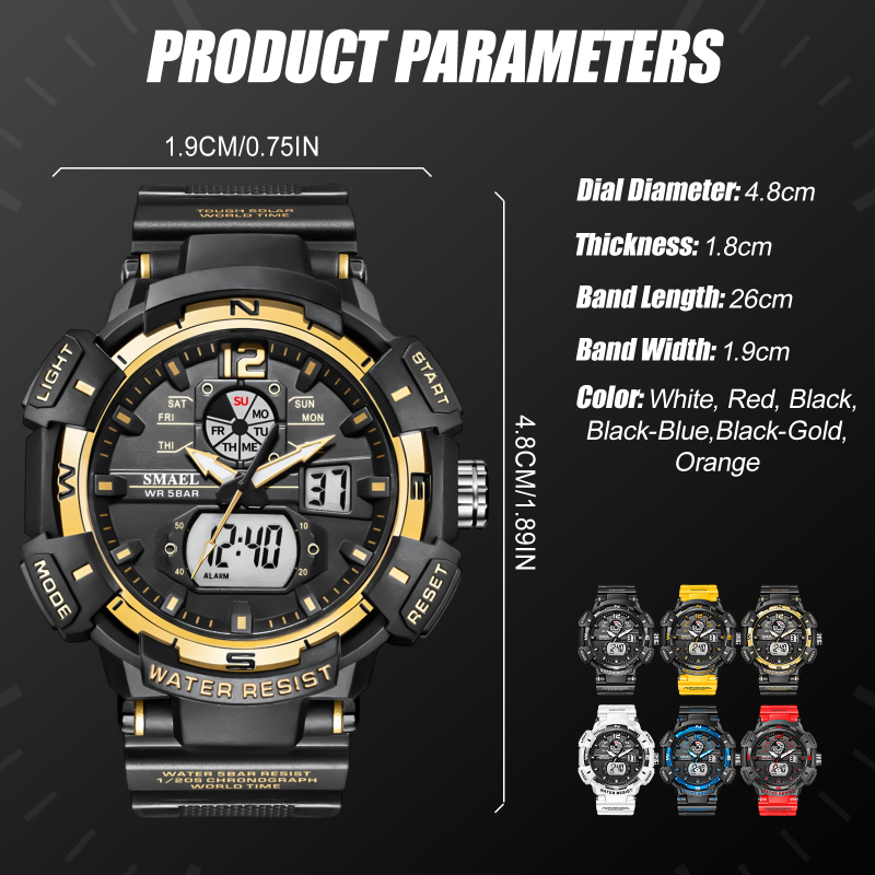 Men’s Stylish Waterproof Digital Sports Quartz Watch