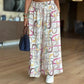 Women’s Casual Printed Wide-Leg Pants with Pockets