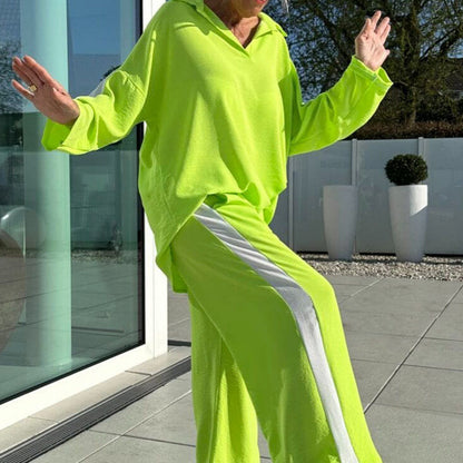 Color-Blocking Casual Top & Pants Set