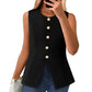 Women's Buttoned Round Collar Sleeveless Suit Vest