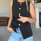 Women's Buttoned Round Collar Sleeveless Suit Vest