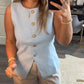 Women's Buttoned Round Collar Sleeveless Suit Vest