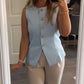 Women's Buttoned Round Collar Sleeveless Suit Vest