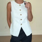 Women's Buttoned Round Collar Sleeveless Suit Vest