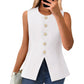Women's Buttoned Round Collar Sleeveless Suit Vest