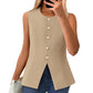 Women's Buttoned Round Collar Sleeveless Suit Vest