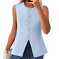 Women's Buttoned Round Collar Sleeveless Suit Vest