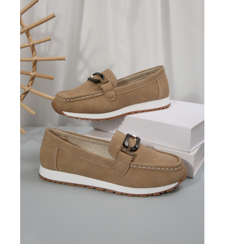 Casual Suede-like Upper Thick Sole Loafers