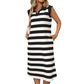 Women's Casual Striped Sleeveless Dress