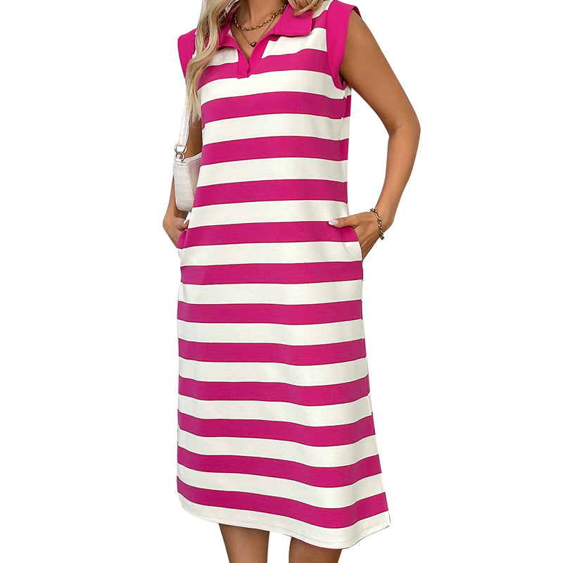 Women's Casual Striped Sleeveless Dress