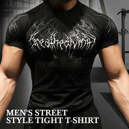 Venom print fitness shirt highlights your muscle definition.
