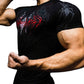 Venom print fitness shirt highlights your muscle definition.