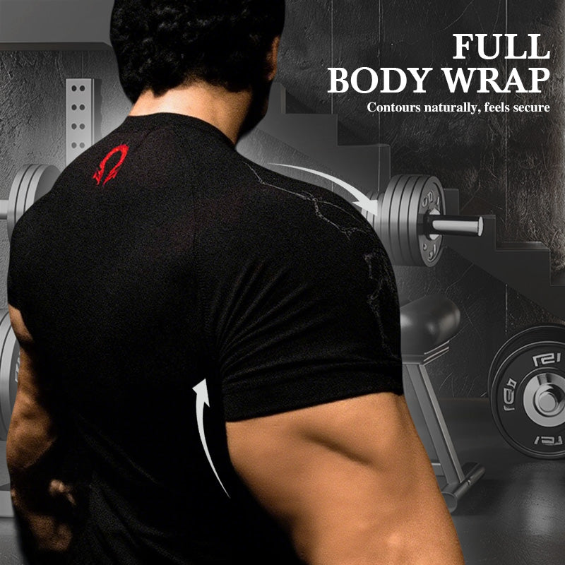Venom print fitness shirt highlights your muscle definition.