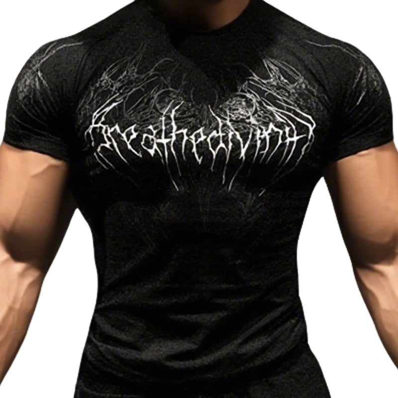 Venom print fitness shirt highlights your muscle definition.