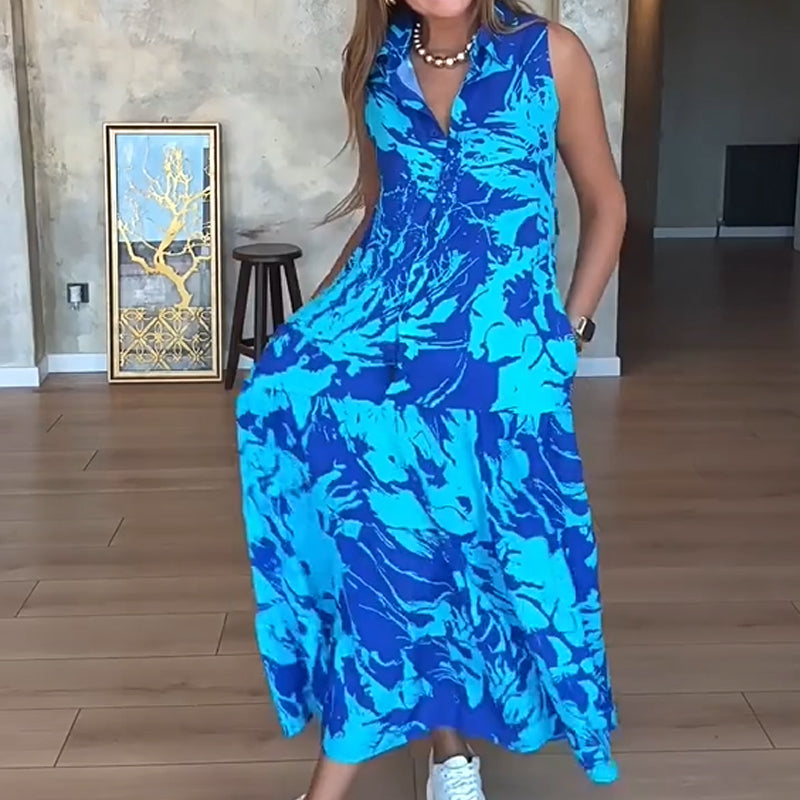 💕Hot Sale 50% OFF💕Women’s Fashion Print Sleeveless Maxi Dress👗