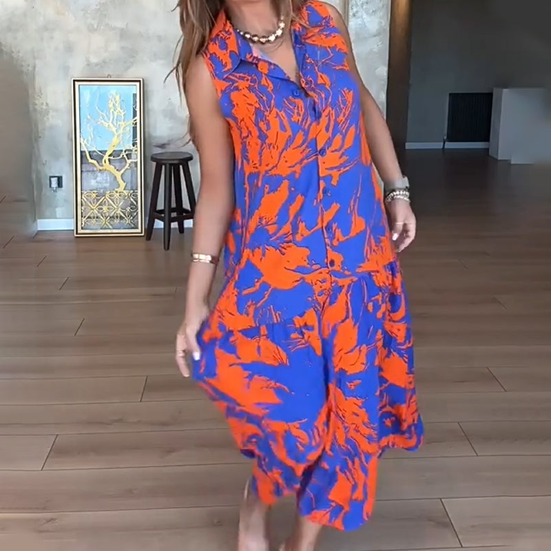 💕Hot Sale 50% OFF💕Women’s Fashion Print Sleeveless Maxi Dress👗
