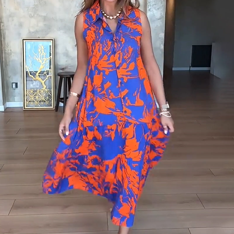 💕Hot Sale 50% OFF💕Women’s Fashion Print Sleeveless Maxi Dress👗