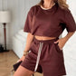 👗✨2025Summer New Product! Women's Round Neck Drawstring Casual Set
