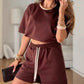 👗✨2025Summer New Product! Women's Round Neck Drawstring Casual Set