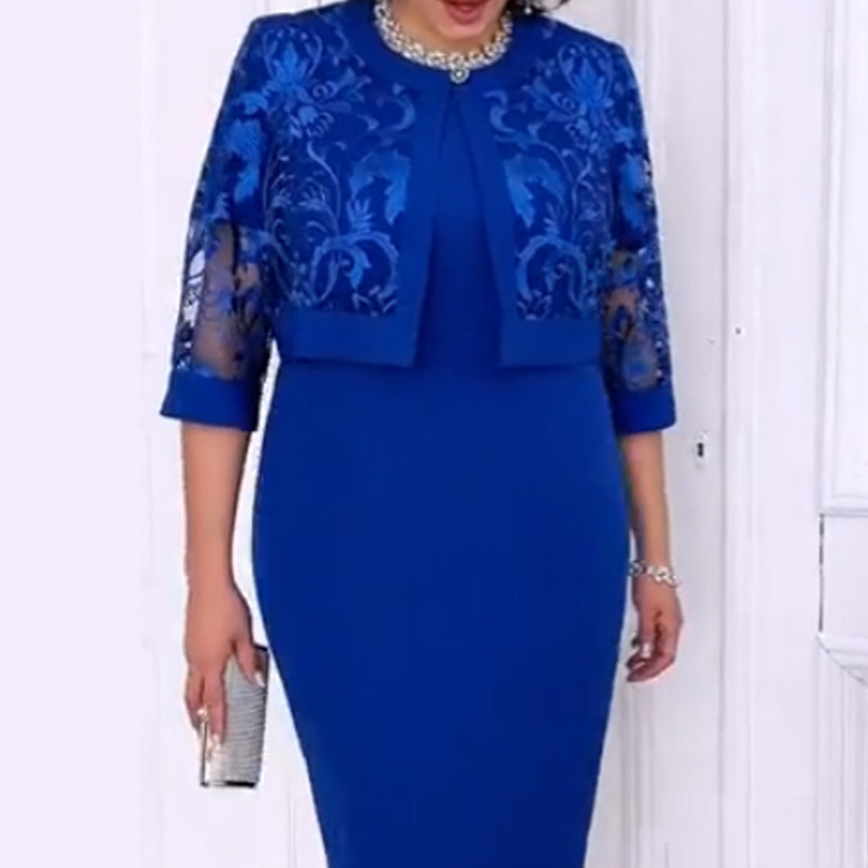 🌸Latest Fashion Women's Clothes🔥Fashionable Lace Slim Dress Set