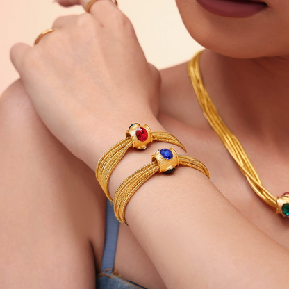 ✨💎Layered Chains Rhinestone-Encrusted Necklace and Bracelet