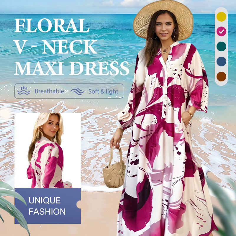 🌸Women’s Floral V-Neck Maxi Dress