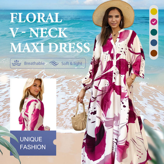 🌸Women’s Floral V-Neck Maxi Dress