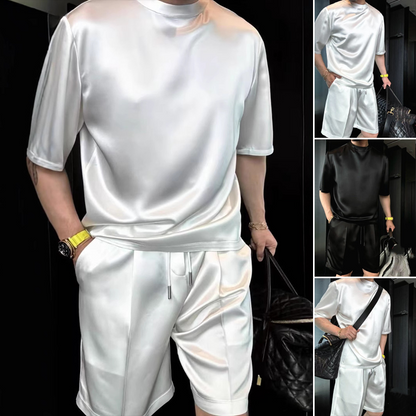 🔥Men's Casual Solid Top & Shorts 2-Piece Set