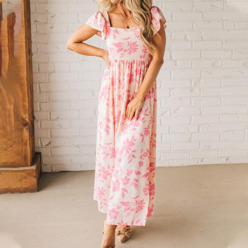 🌸Summer Hot🌸Women’s Pink Floral Print Maxi Dress