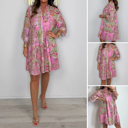 🌞New Summer Landscape🔥Women's Paisley Print Pink Mini Dress