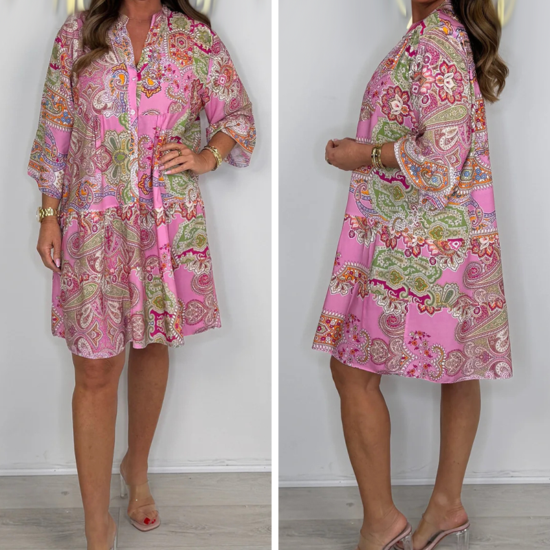 🌞New Summer Landscape🔥Women's Paisley Print Pink Mini Dress