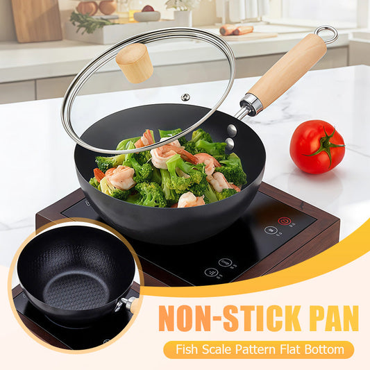 👨‍🍳Chef's Choice🍳Fish Scale Pattern Flat Bottom Non-Stick Pan