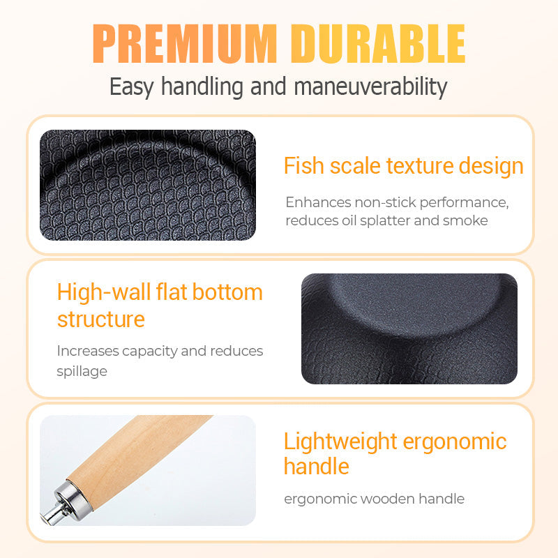 👨‍🍳Chef's Choice🍳Fish Scale Pattern Flat Bottom Non-Stick Pan