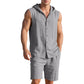🌞👕 Men's Casual Linen Hooded Tank Top & Shorts Set