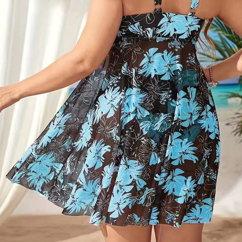💃New Fashion Favorite 55% OFF🔥Plus Size Floral Printed Mesh Swimdress