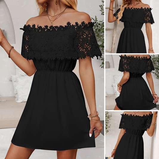 Women's Elegant Lace Patchwork Strapless Dress