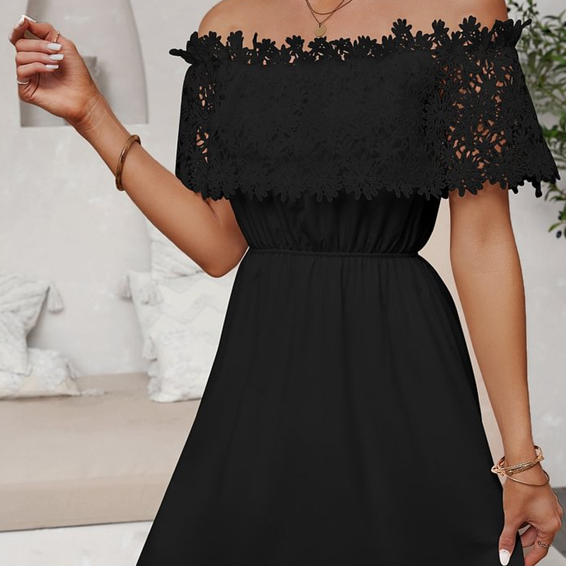Women's Elegant Lace Patchwork Strapless Dress
