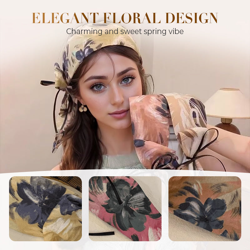 Sweet Floral Wide Brim Bow Hairband (50% OFF)