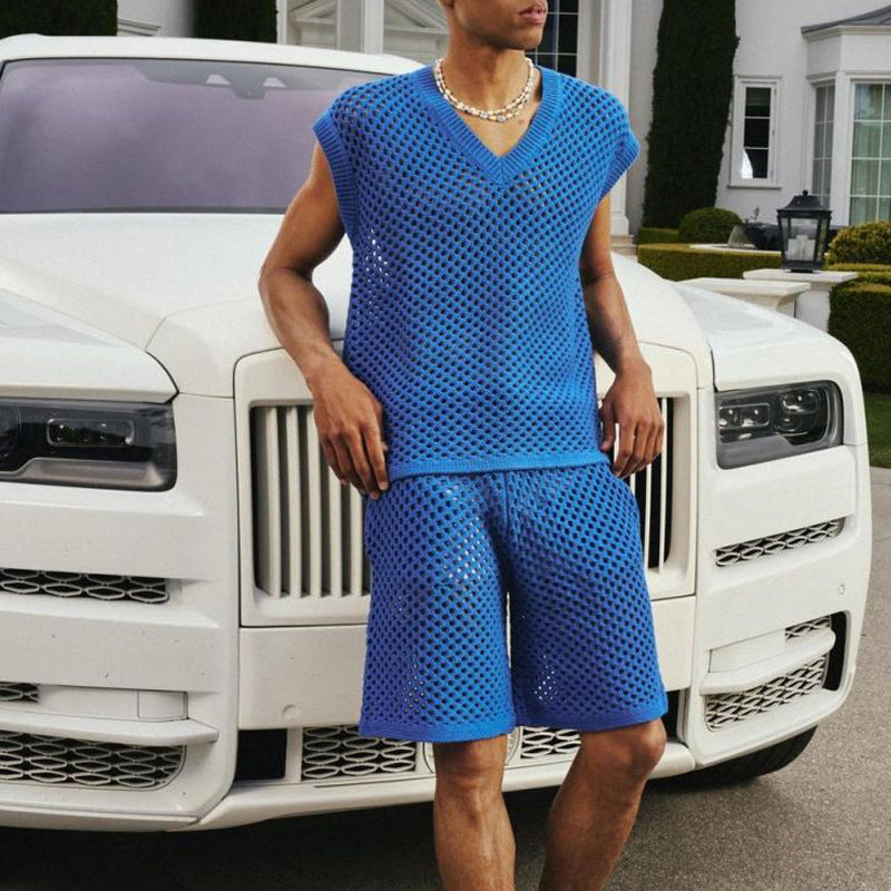🔥HOT SALE🔥Men's Casual Hollow Out Tank ＆ Shorts 2-Piece Set